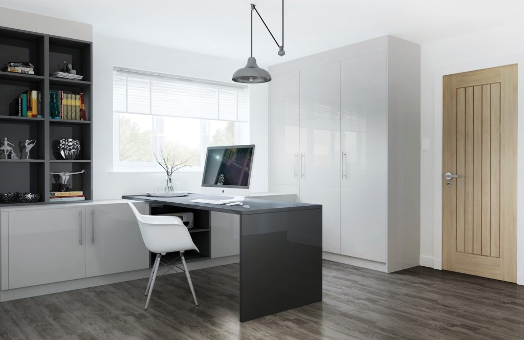 New England Kitchens Glacier bedrooms in light grey and graphite