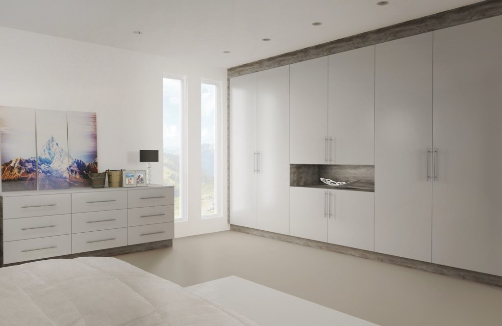 New England Kitchens Lastra bedrooms in light grey