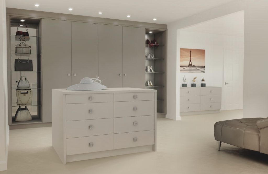 New England Kitchens Lastra bedrooms in stone grey and cashmere