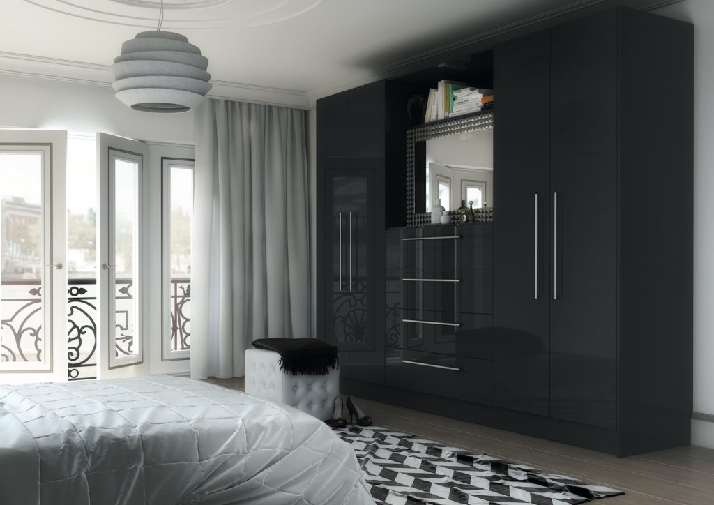 New England Kitchens Vivo bedroom in gloss anthracite