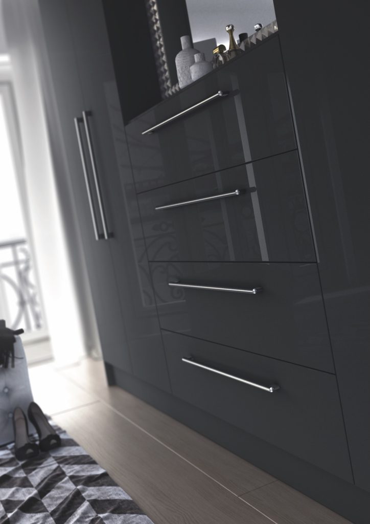 New England Kitchens Vivo bedroom in gloss anthracite