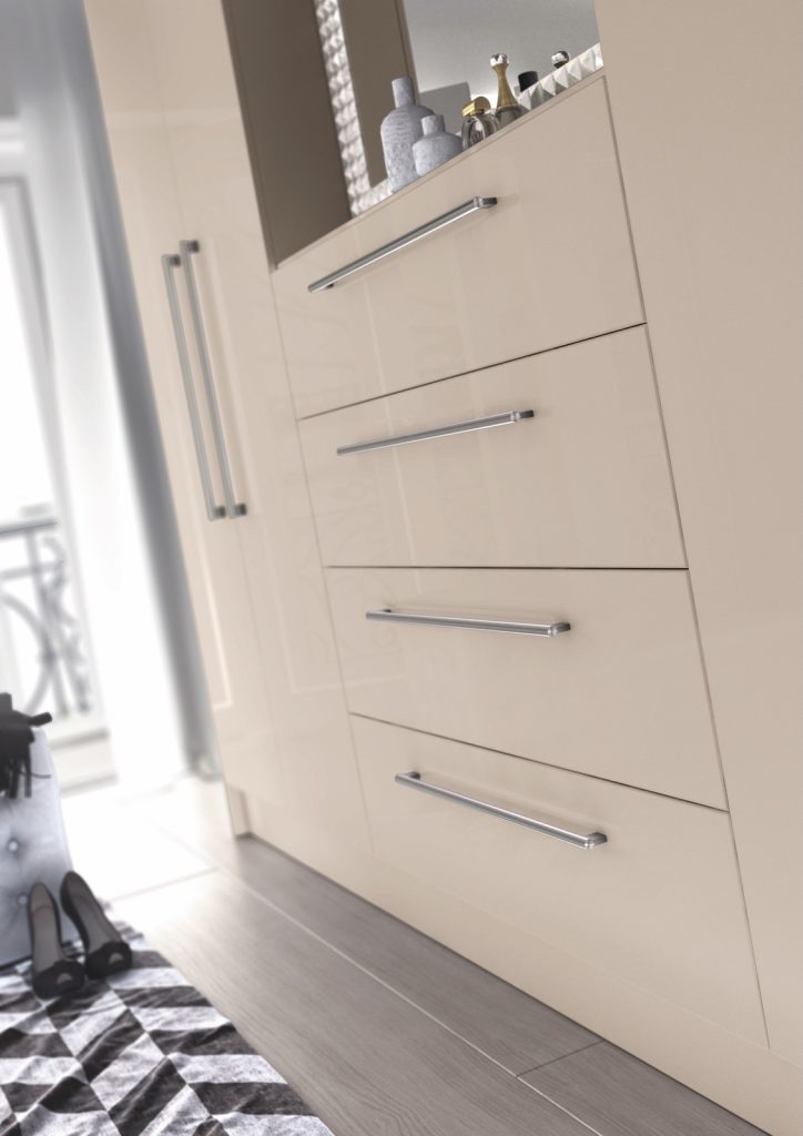 New England Kitchens Vivo bedroom in gloss cashmere