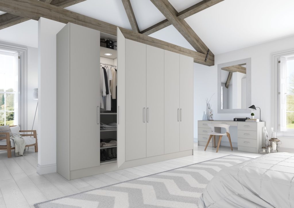 New England Kitchens Vivo bedroom in matt light grey